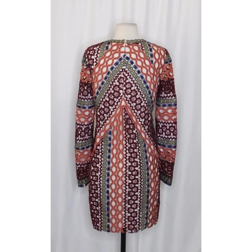 TORY BURCH Beauvoir Guipure Lace Embroidered Crochet Dress Shift Romantic Size 2
